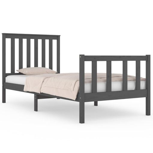 Estructura de cama individual madera maciza 90x190 cm