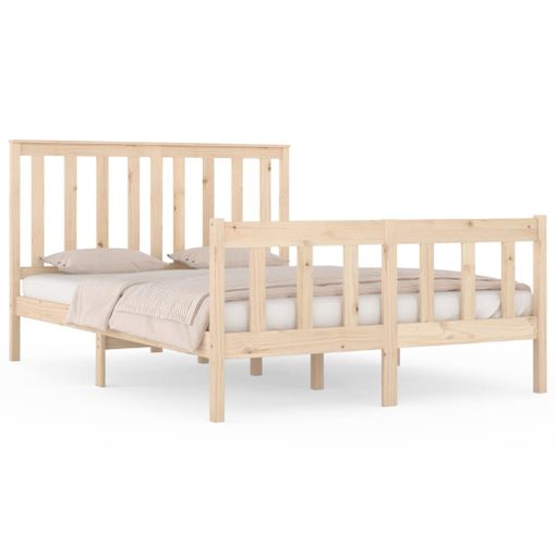 Estructura de cama Marco de Cama Somier de Cama doble pequeña madera pino  marrón 120x190 cm