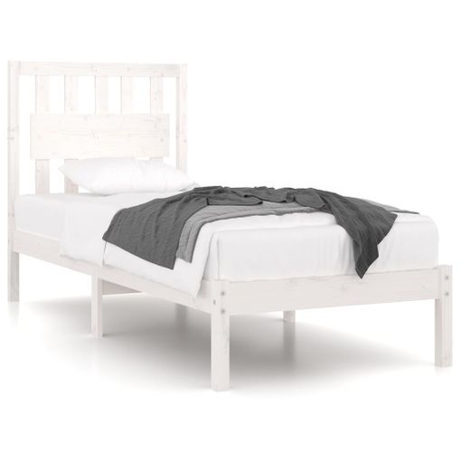 Estructura de cama de madera maciza de pino blanca 90x200 cm