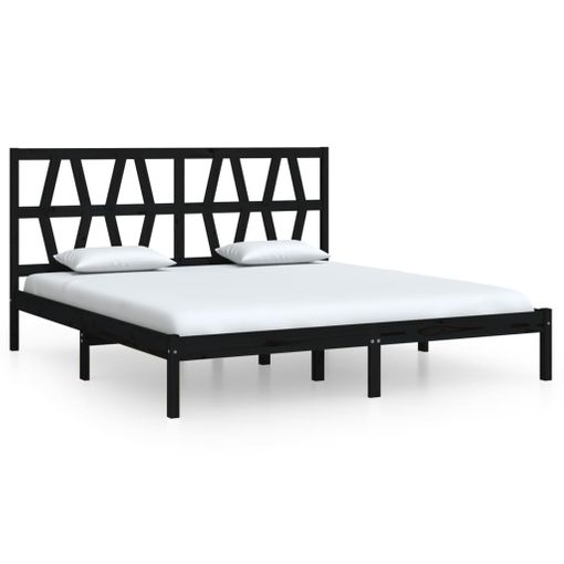 Estructura De Cama Madera Maciza Negro 180x200 Cm Vidaxl con