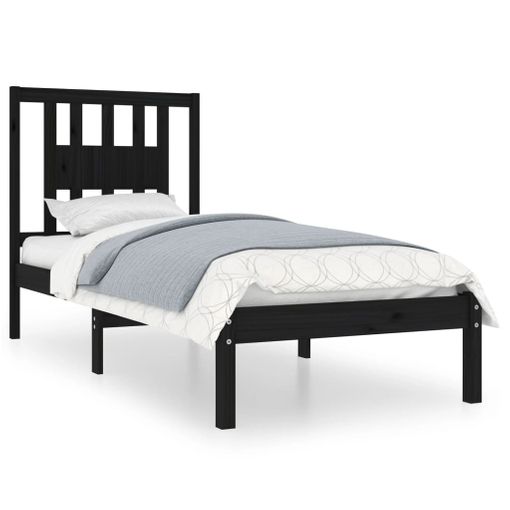 Estructura De Cama Madera De Pino Negro Individual Uk 90x190 Cm con Ofertas  en Carrefour