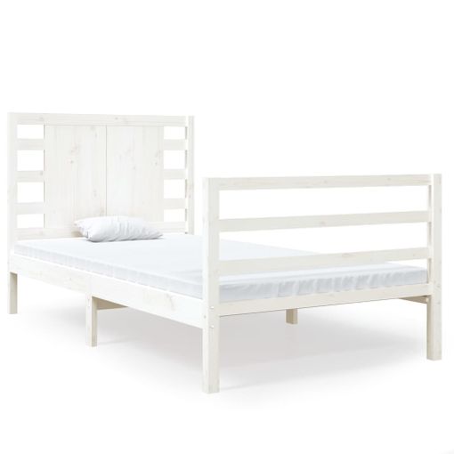 Estructura De Cama Individual Madera Maciza Blanca 90x190 Cm Vidaxl