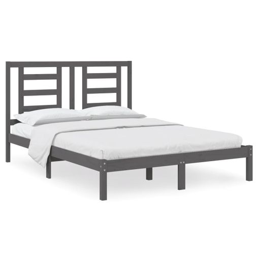 vidaXL Estructura de cama con cajones doble gris 135x190 cm