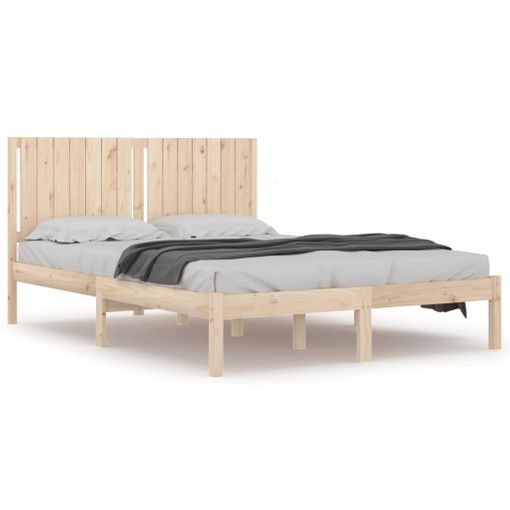 Estructura De Cama De Madera Maciza De Pino Gris 160x200 Cm con Ofertas en  Carrefour