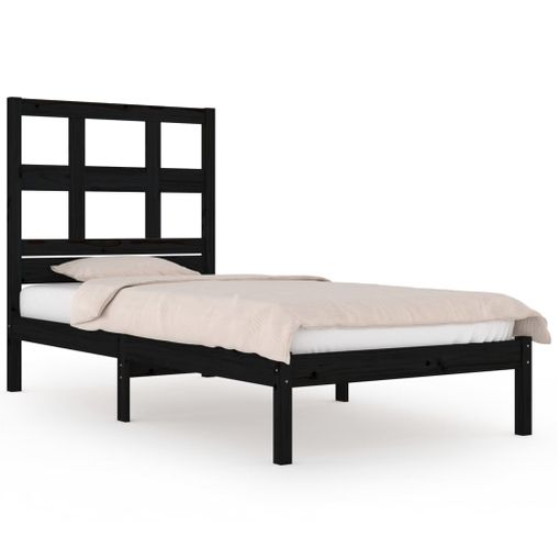 Estructura De Cama Individual Madera Maciza Negra 90x190 Cm Vidaxl con  Ofertas en Carrefour