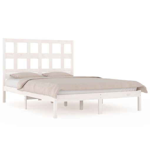 Estructura De Cama De Madera Maciza De Pino Blanca 160x200 Cm con Ofertas  en Carrefour