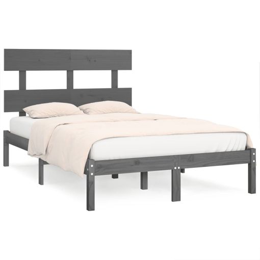 Estructura De Cama Madera Maciza Gris 150x200 Cm Vidaxl con Ofertas en  Carrefour