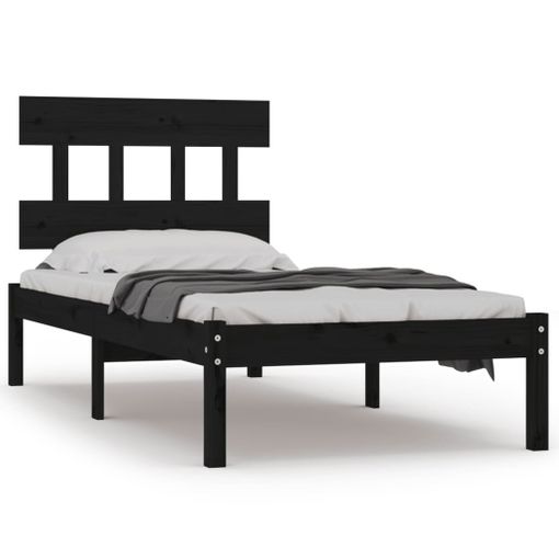 Estructura cama y cabecero,Cama individual madera maciza 90x200 cm vidaXL