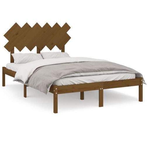 vidaXL Estructura cama madera maciza de pino marrón miel 135x190 cm