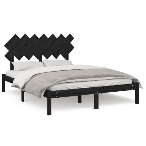 Estructura De Cama Madera Maciza Gris 150x200 Cm Vidaxl con Ofertas en  Carrefour