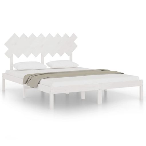 Estructura De Cama De Madera Maciza De Pino Blanca 160x200 Cm con Ofertas  en Carrefour