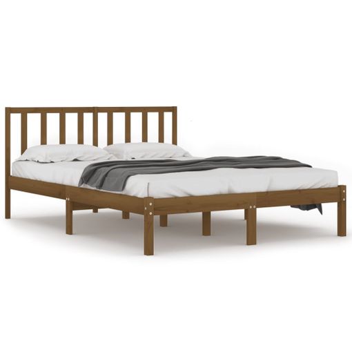 Estructura Cama Madera De Pino Doble Marrón Miel 135x190 Cm Vidaxl con  Ofertas en Carrefour