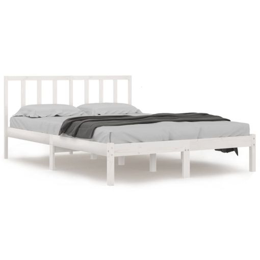 vidaXL Estructura de cama madera maciza de pino blanco 135x190 cm