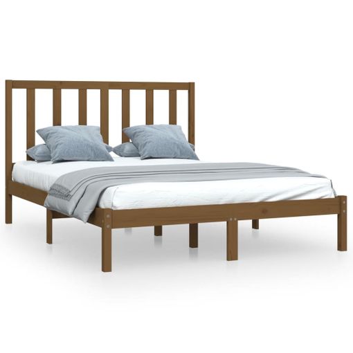 Estructura Cama Madera De Pino Doble Marrón Miel 135x190 Cm Vidaxl con  Ofertas en Carrefour