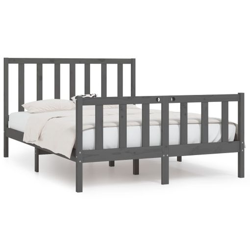 Estructura De Cama De Matrimonio Madera De Pino Gris 135x190 Cm Vidaxl con  Ofertas en Carrefour