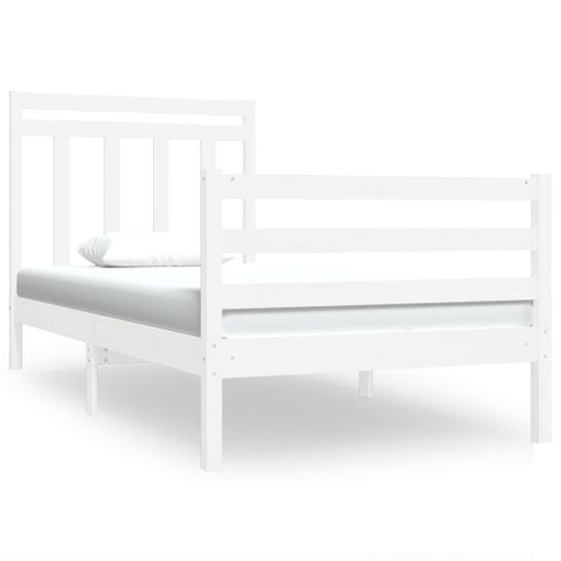 vidaXL Estructura de cama individual madera maciza blanca 90x190