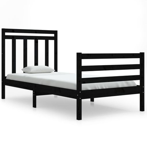 Estructura de cama Negro Madera maciza 90x200 cm