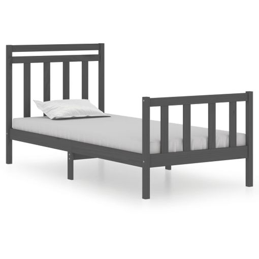 Estructura Cama Individual Pequeña Madera Maciza Gris 90x190 Cm Vidaxl con  Ofertas en Carrefour