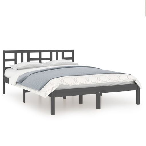 Estructura de cama madera contrachapada negra 135x190 cm