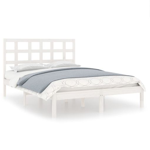 Estructura Cama Madera Pino King Blanca 150x200 Cm con Ofertas en