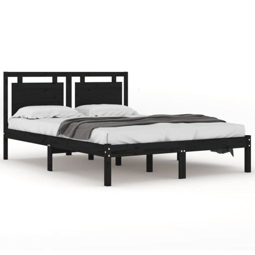 Estructura De Cama Madera Maciza Gris 150x200 Cm Vidaxl con Ofertas en  Carrefour