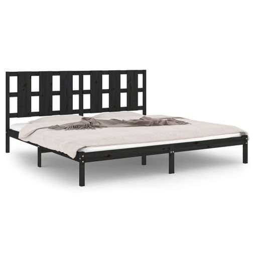 vidaXL Estructura de cama de matrimonio madera maciza negro 180x200 cm