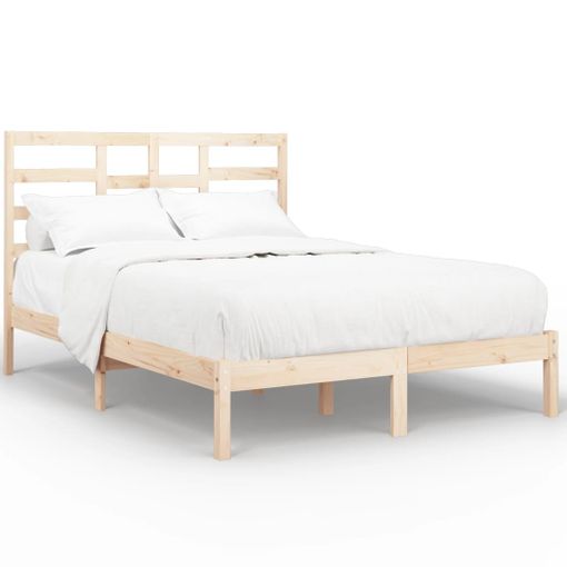 Estructura De Cama De Matrimonio Madera Maciza 135x190 Cm Vidaxl con  Ofertas en Carrefour