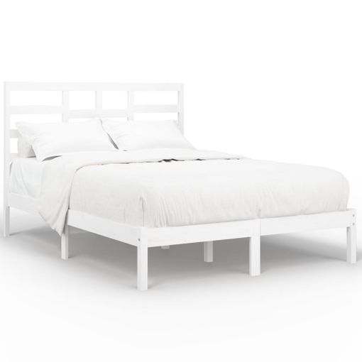 Estructura de cama madera contrachapada blanca 135x190 cm