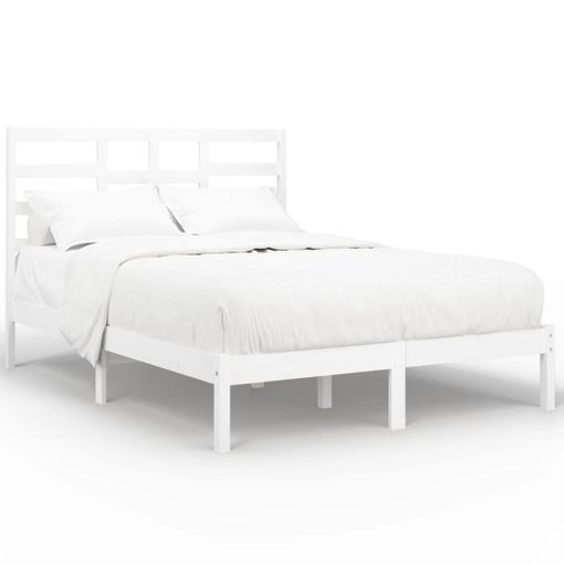 Estructura Cama Madera Pino King Blanca 150x200 Cm con Ofertas en