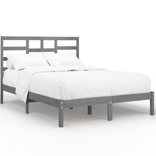 Estructura de cama de madera maciza de pino gris 160x200 cm