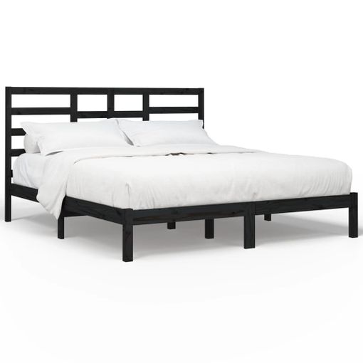 vidaXL Estructura de cama de matrimonio madera maciza negro 180x200 cm