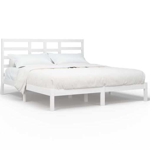 Estructura De Cama Madera Maciza De Pino Gris 200x200 Cm con Ofertas en  Carrefour