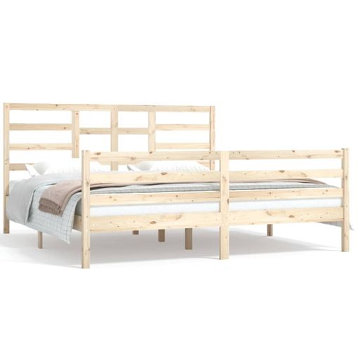 Estructura De Cama De Matrimonio Madera Maciza Negro 180x200 Cm Vidaxl con  Ofertas en Carrefour