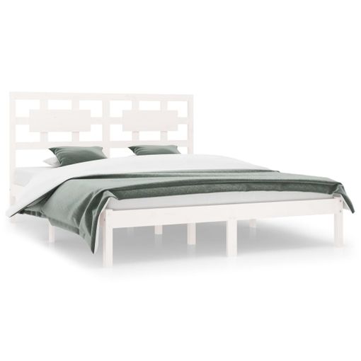 vidaXL Estructura cama madera maciza pino blanco king size 150x200