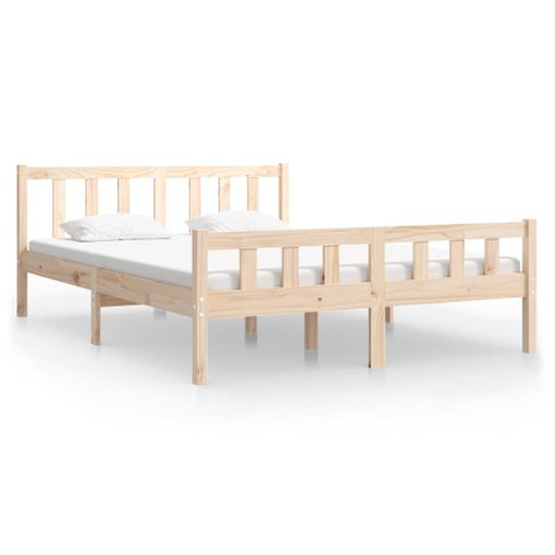 Estructura de cama Marco de Cama Somier de Cama doble pequeña de madera  maciza 120x190 cm