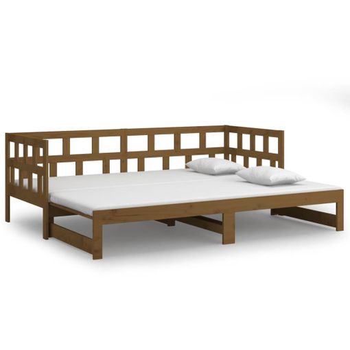 Sofá Cama Madera Maciza De Pino Marrón Miel 90x200 Cm Vidaxl con