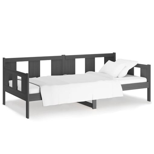 Estructura De Cama Madera Maciza Pino Gris Oscuro 90x200 Cm con Ofertas en  Carrefour