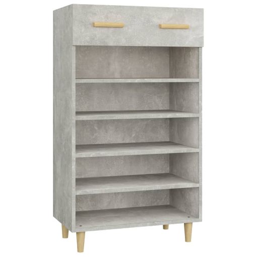 Mueble zapatero madera contrachapada gris hormigón 70x36x60 cm