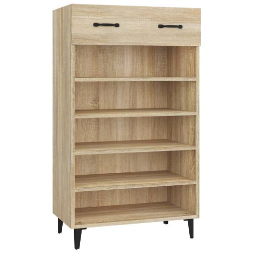 Mueble zapatero madera contrachapada blanco brillo 60x35x105 cm