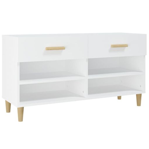 vidaXL Mueble zapatero de madera contrachapada blanco 54x34x100,5 cm