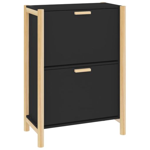 Mueble zapatero madera contrachapada negro 59x17x108 cm