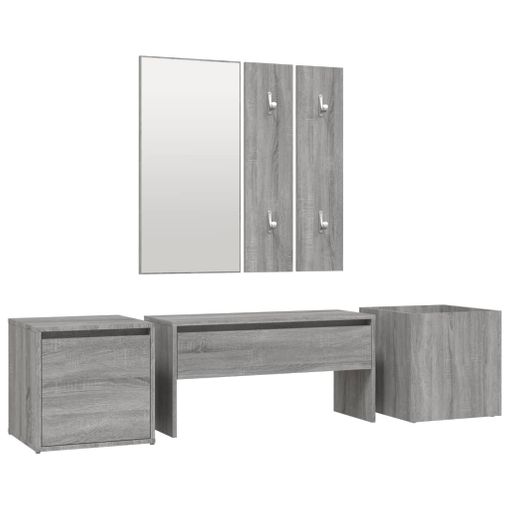 Set de muebles de recibidor madera contrachapada blanco brillo