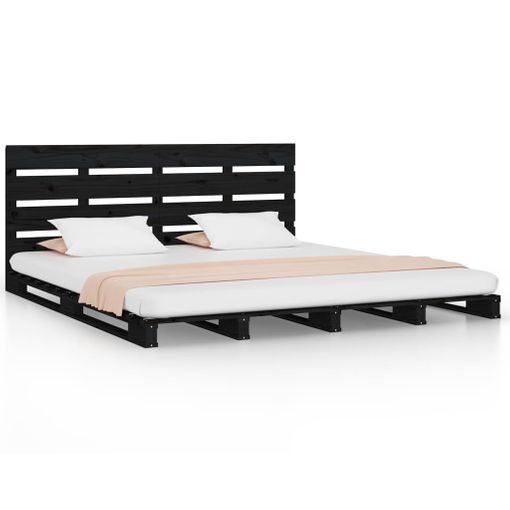 Estructura de cama madera maciza de pino negro 135x190 cm