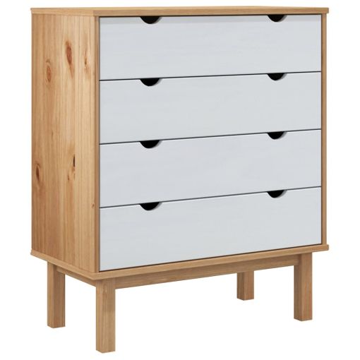 VidaXL Cómoda cajonera ALTA madera maciza pino blanco 77x35x73 cm