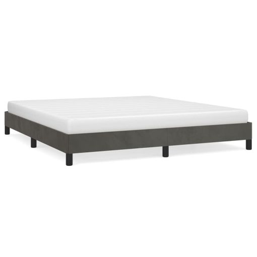 Estructura cama con cabecero terciopelo gris oscuro 160x200 cm