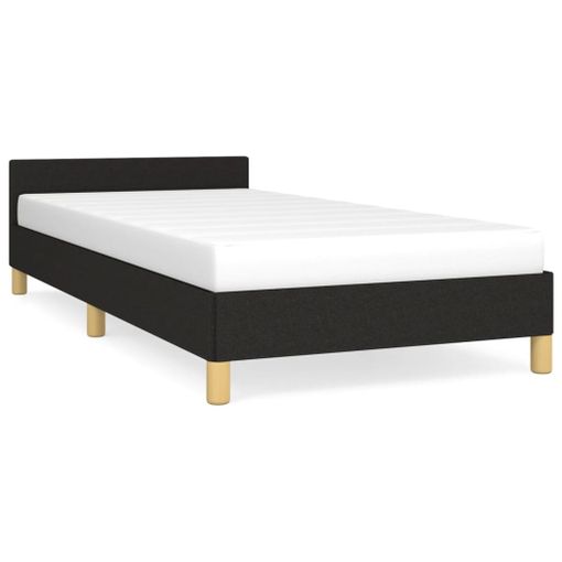 Cama con somier y colchón Negro 90x190 cm Tela