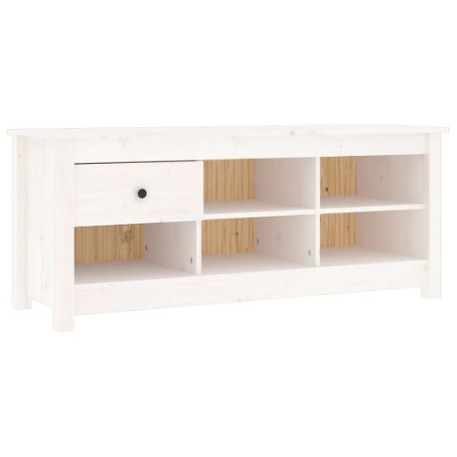 Armario zapatero de madera maciza de pino blanco 34x30x105 cm