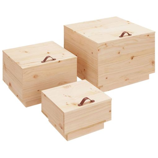 Cajas De Almacenaje Con Tapa 3 Pzas Madera Maciza Pino Gris Vidaxl con  Ofertas en Carrefour