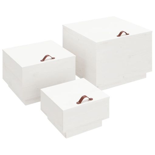 Cajas De Almacenaje Con Tapa 3 Pzas Madera Maciza Pino Blanca Vidaxl con  Ofertas en Carrefour