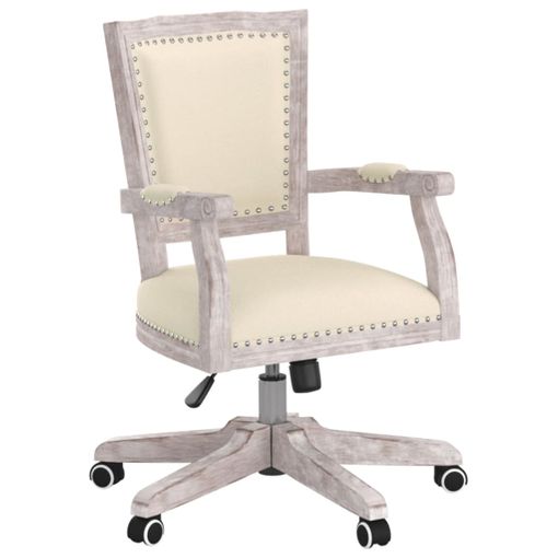 Silla de estudio giratoria de ecopiel color beige